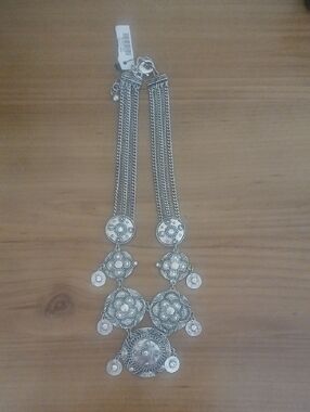 Chico's Silver-Tone Layered Medallion Necklace